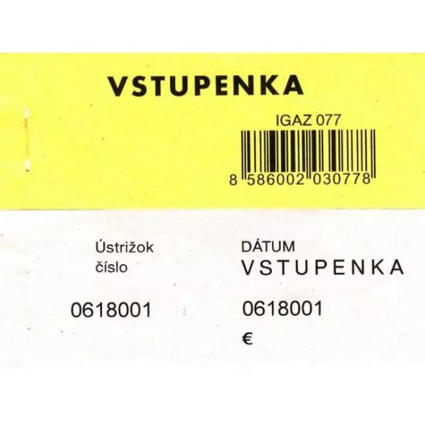 Vstupenka číslovaná 2-dielna 100 lístkov