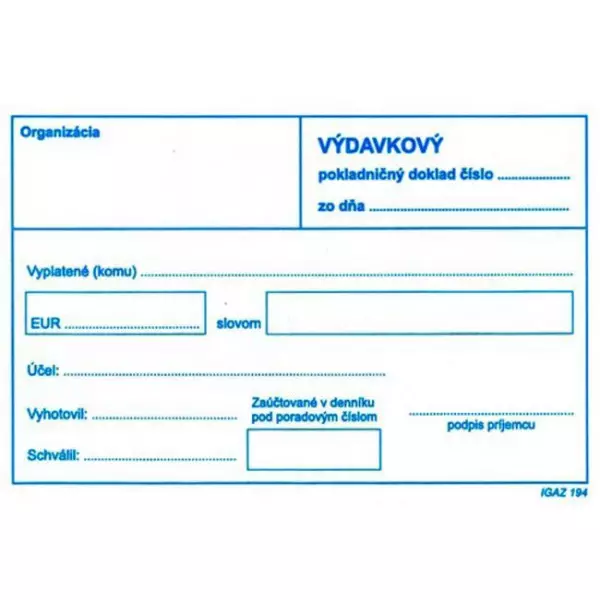 Výdavkový pokl.doklad A6 bez DPH